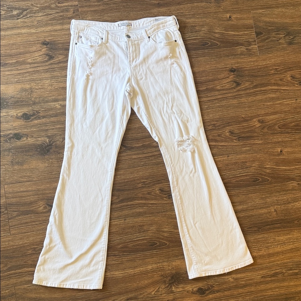 Dear John White Distressed Wide Leg Jeans